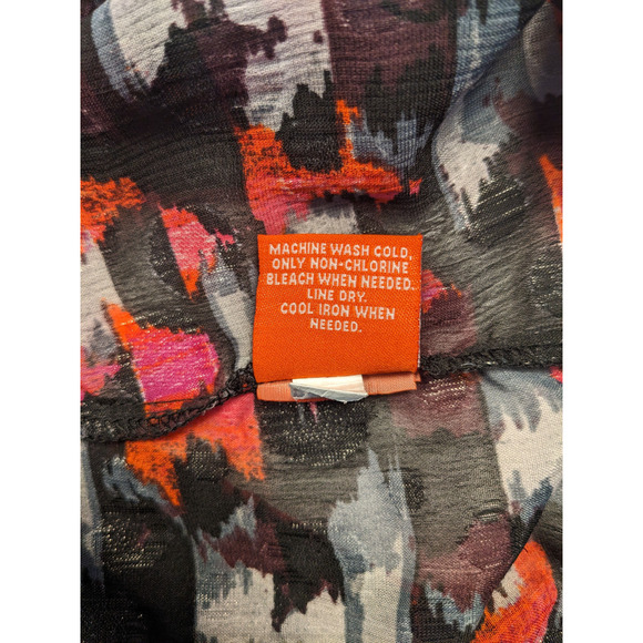 Kirna Zabete Target Top Blouse Black Red Grey XL Sleeveless Tie Neck Metallic - Picture 5 of 6